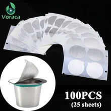 100 шт./компл. Кофе капсулы наклейки самоклеящиеся Алюминий Кофе Фольга крышки уплотнения для пустой с фильтром для кофемашины Nespresso Pod одноразовые изоляционная пленка