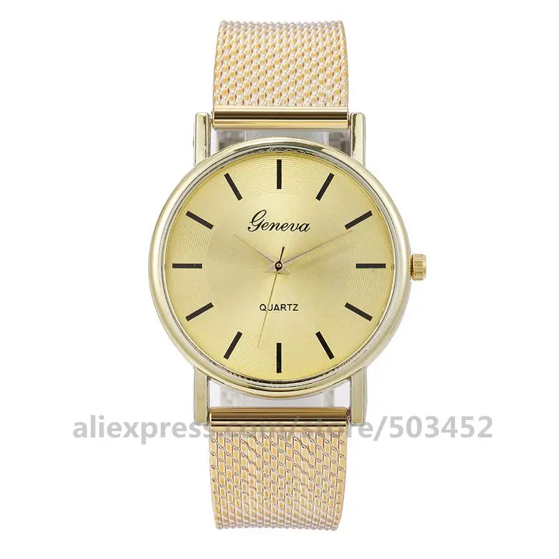 gold 100 шт./лот модные часы GENEVA Simple Horloges Vrouwen унисекс Женские часы горячая Распродажа Zegarki Damskie - Цвет: gold