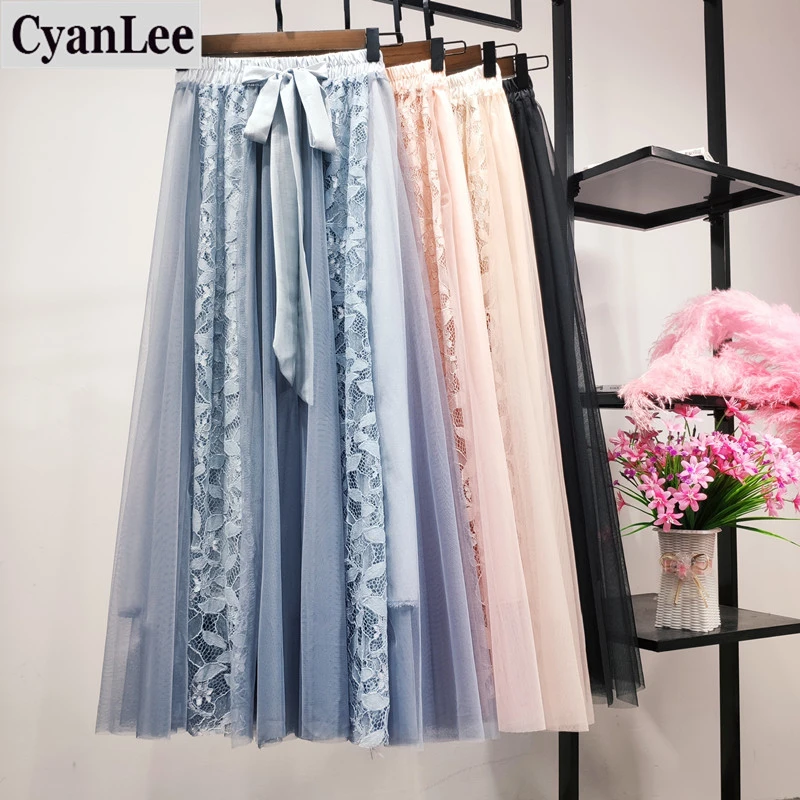 Женская плиссированная юбка-пачка Cyanlee Однотонная юбка средней длины с высокой