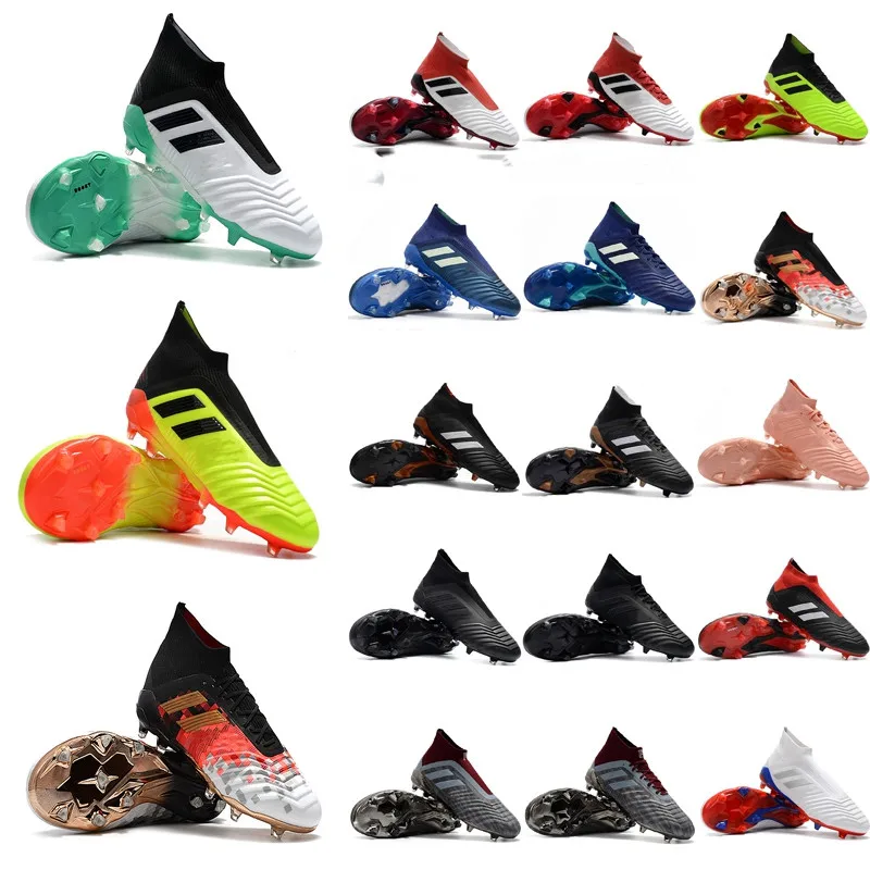 

2019 new arrival mens soccer cleats Predator accelerator 18 soccer shoes Predator 18+ FG football boots chuteiras de futebol mes