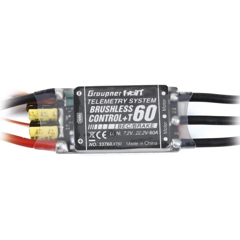 

Graupner HoTT T60 telemetry system brushless control 60A ESC for RC helicopters fixed wings Drone