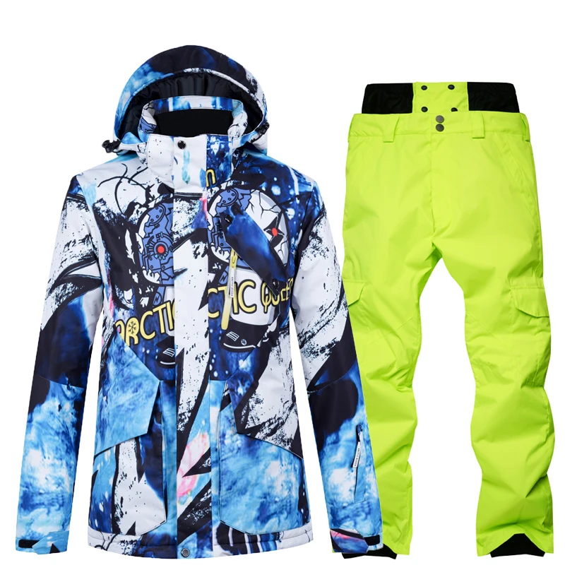 Комплект со штанами и курткой, мужские лыжные костюмы, лыжная куртка со штанами, мужской комплект для сноубординга, зимняя куртка и брюки, Мужская лыжная одежда