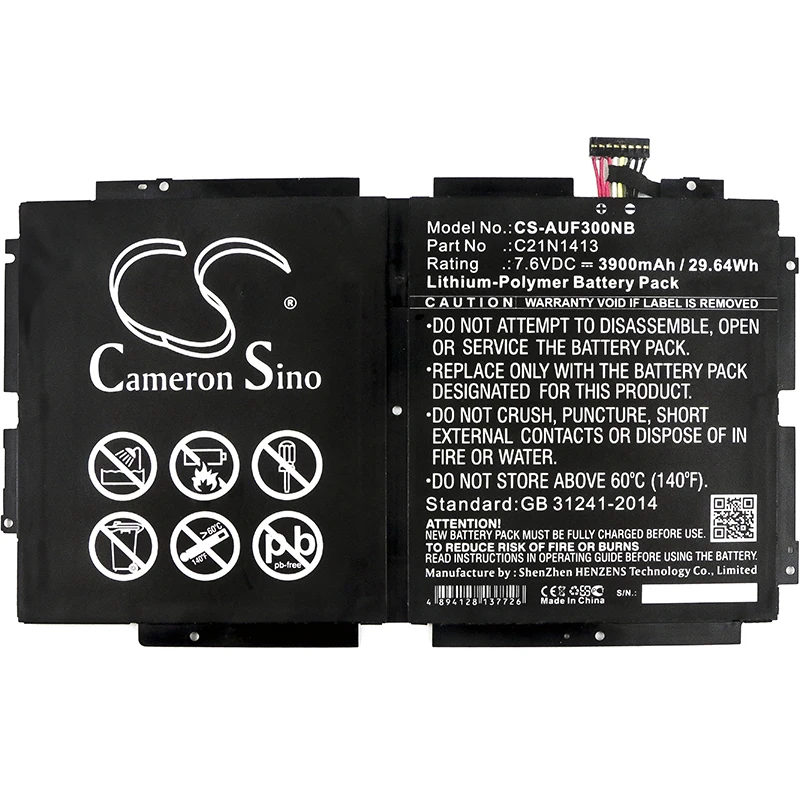 Cameron sino 3900 мА/ч, Батарея для Asus T300FA-DH12 T300FA-DH12T-CA T300FA-FE001H Transformer Book T300FA, C21N1413