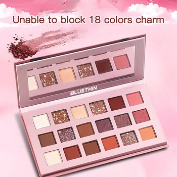 

BLUETHIN 18 Colors Matte Pearlescent Glitter Eyeshadow Long-lasting Not Smudge Natural Pigment Eye Shadow Palette Make up TSLM2