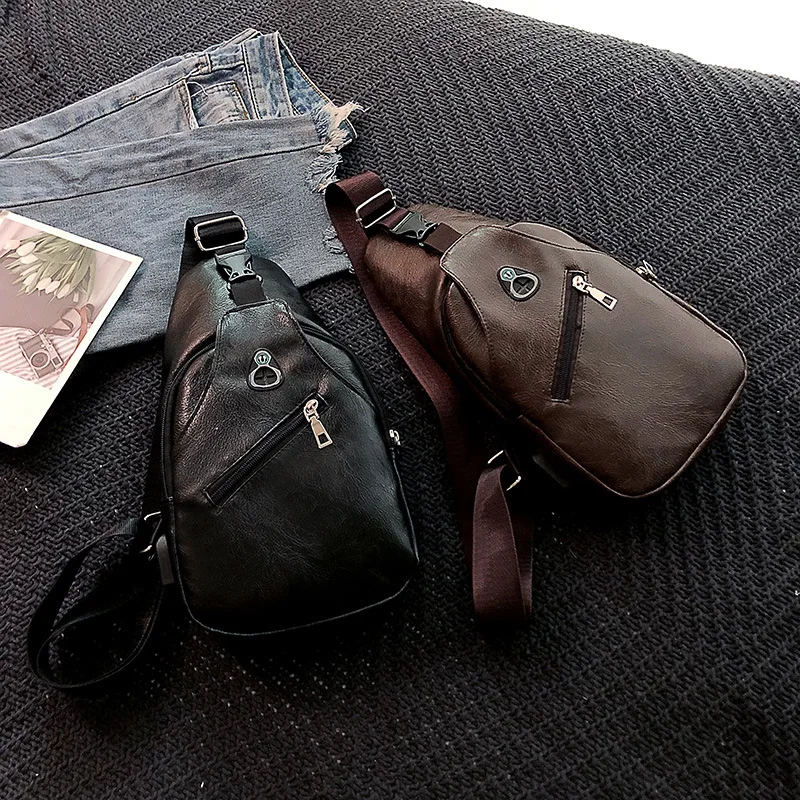 

2019 New Style Chest Pack Men Bag Crossbody Bag Men's Korean-style Fashion Students PU Swagger Bag Chest Small Backpack