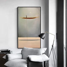 Самоотверженно абстрактное искусство Золотой лодочный холст живопись для гостиной плакаты и принты современные куадро декоративные картины