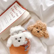 Милый пушистый Bluetooth чехол для наушников для AirPods крышка собака плюшевая Тедди Защитная крышка для Apple Air Pods наушники Earburd чехол