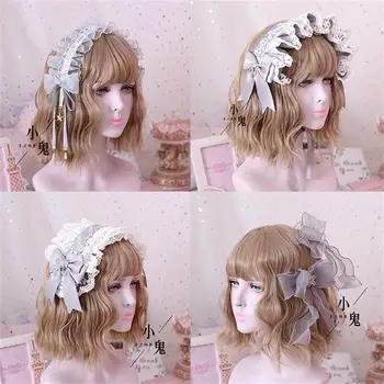 

Angel street Japanese Bow Lace Trim Handmade Headdress Hair band KC Side Clip For Lolita BNT Sweet Retro Headwear Headband