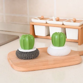 

1 Pc Kitchen Dishwashing Utensils Creative Bowl Brush With Dishwashing Soap Dispenser Hot Sale Convenient New Brush Cactus Pot