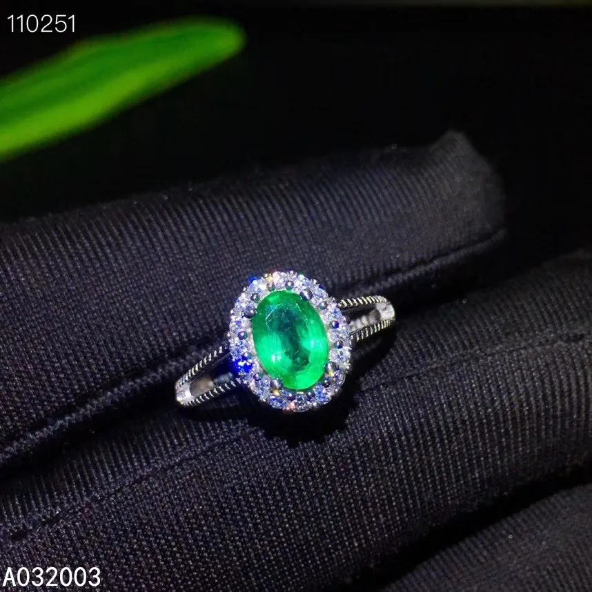 

KJJEAXCMY fine jewelry 925 sterling silver inlaid natural gem stones Emerald new Female ring Miss woman girl Support Detection