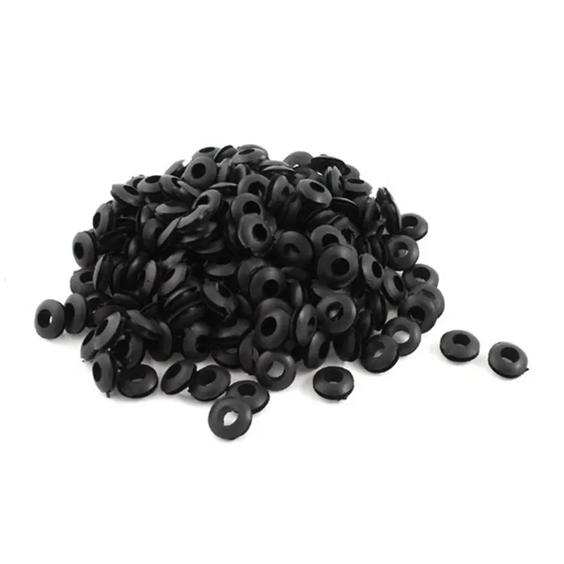 200 pieces black 5.5mm x 11mm rubber rubber pads cable Grommet