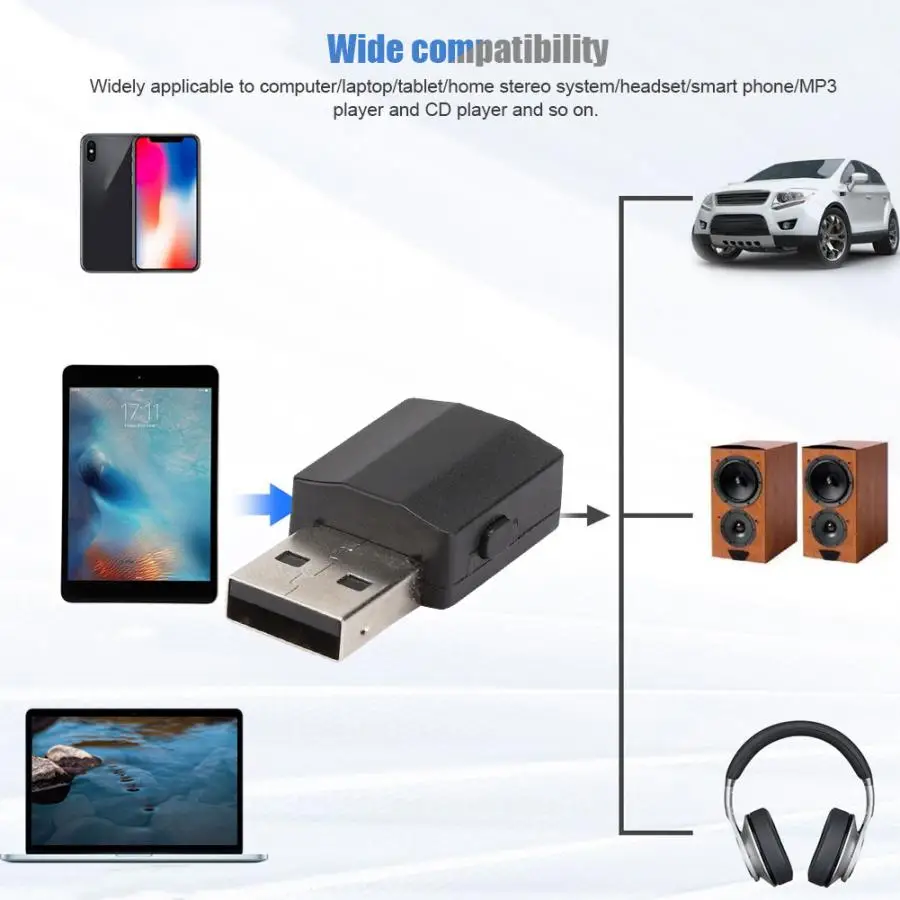 Bluetooth адаптер Универсальный USB портативный Bluetooth 5,0 беспроводной аудио передатчик приемник 2 в 1 адаптер bluetooth