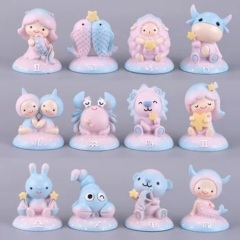 

Twelve Constellations Cartoon Animals Models Anime Figure Home Assembly Decoration Figma Crafts Materials Gifts Dolls for Girls