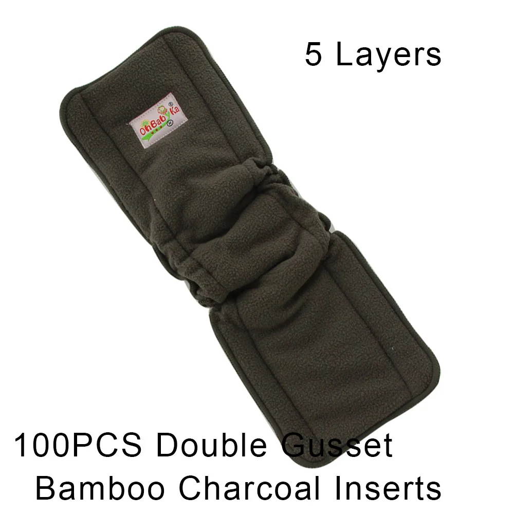 100pcs 5layers Ohbabyka 100 шт многоразовый бамбуковый угольный вкладыш детская ткань пеленки коврик вкладыш в подгузник меняющие вкладыши 5 слоев вставка для подгузников - Цвет: 100pcs 5layers