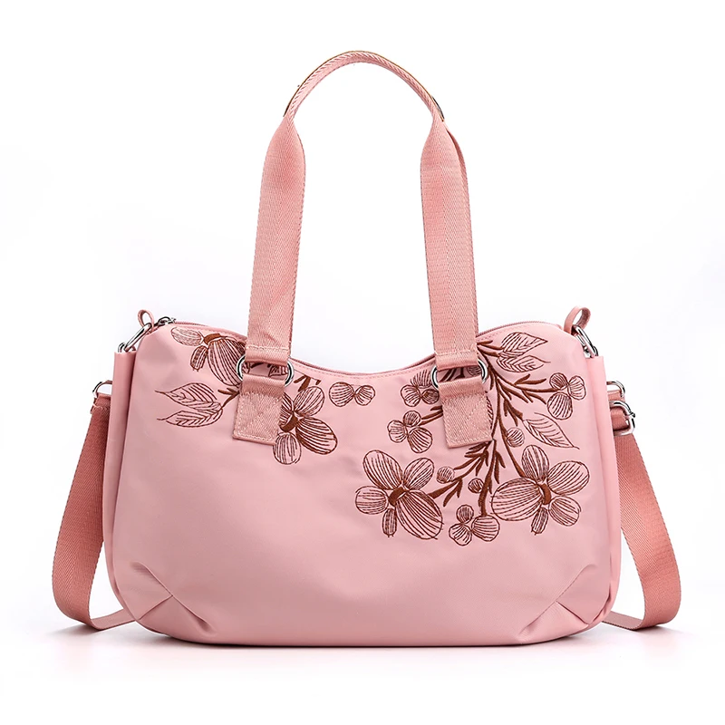 New Embroidery Women's Handbags Female Shoulder bags Messenger Bags Nylon Ladies Crossbody bag Designer Totes Bolsas Femininas - Цвет: Pink