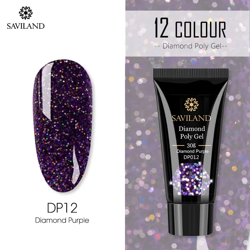 SAVILAND Colors Diamond Poly Gel Soak Off UV Builder Gel Glitter Gel Lacquer Camouflage Fast Nail Extension Poly Gel Art Design - Цвет: 30ml DP12