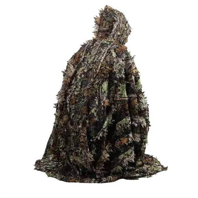 US $10.99 Lifelike 3D Leaves Camouflage Poncho Cloak Stealth Suits Outdoor Woodland CS Game Clothing for Hunt