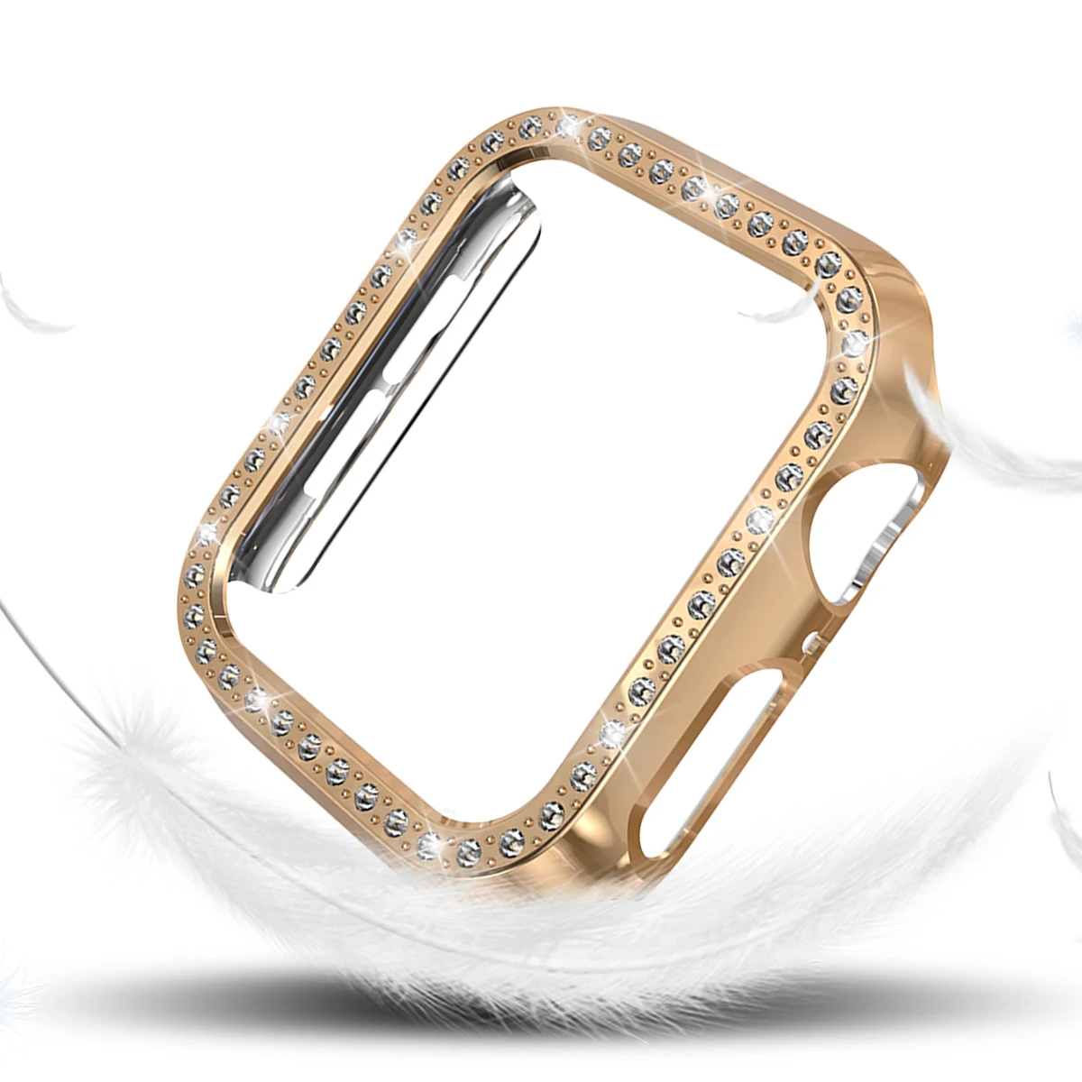 Чехол для часов для Apple Watch Series 5 4, Алмазный защитный чехол для iwatch, чехол 40 мм, 44 мм, бампер из поликарбоната, аксессуары для часов - Цвет: Розовое золото