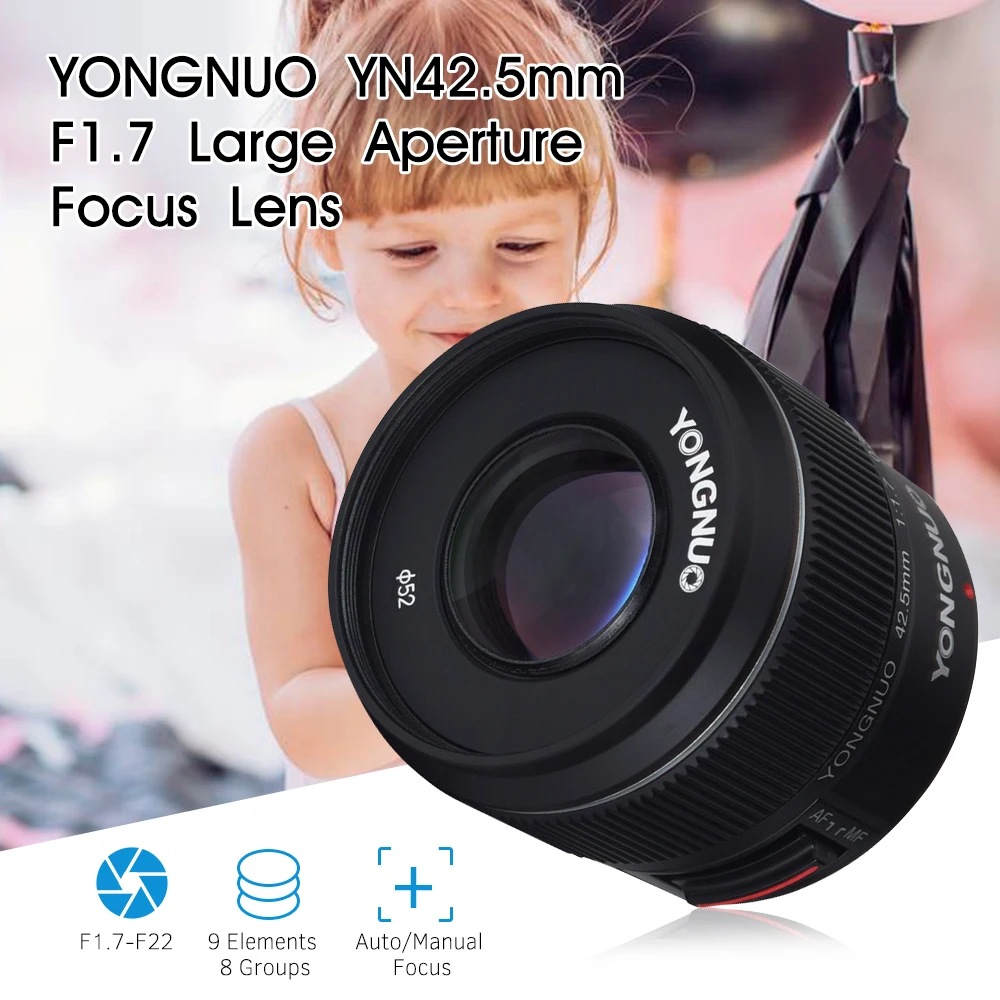 YONGNUO YN42.5mm F1.7M объектив с большой апертурой авто ручной фокусировки для M4/3 крепление DSLR камеры для Olympus E-PL9 легко размытый фон