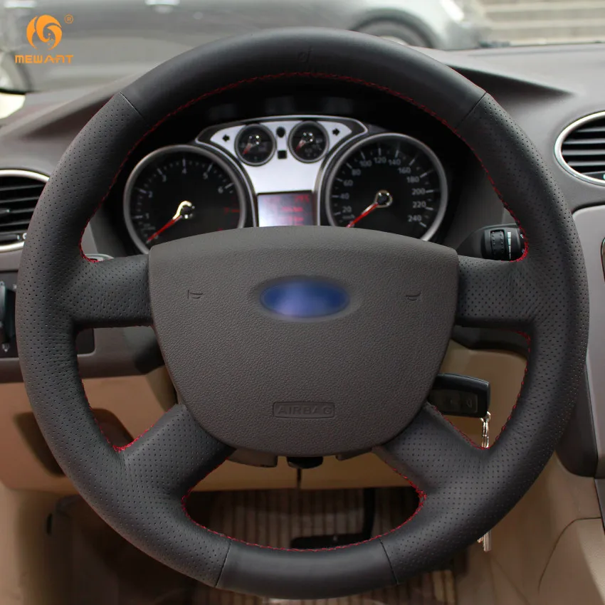 MEWANT черный чехол рулевого колеса автомобиля из искусственной кожи для Ford Focus 2 2005