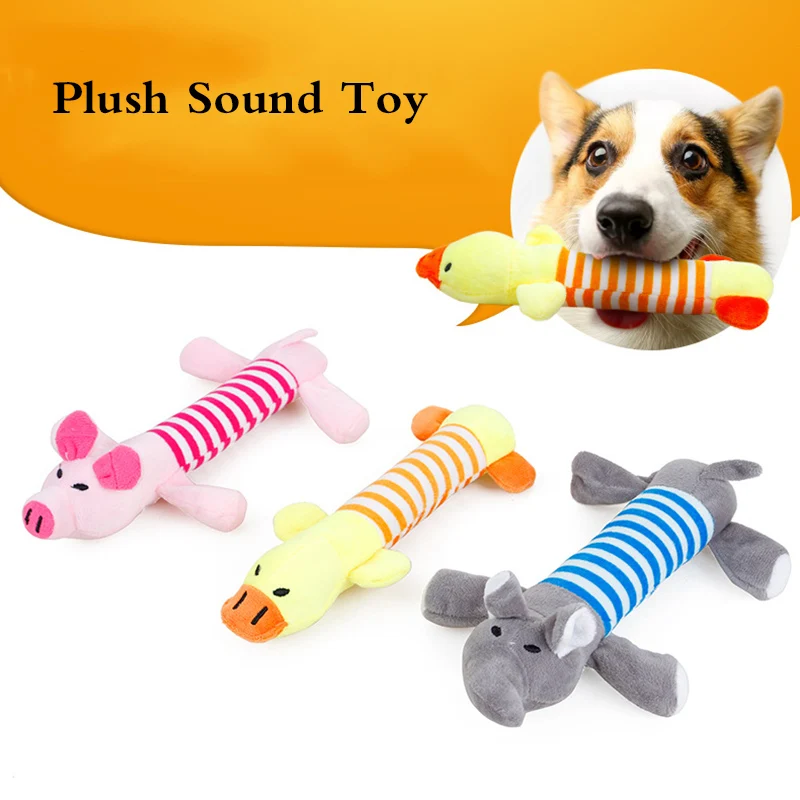 

Popular Pet Dog Cat Funny Fleece Durability Plush Dog Toys Squeak Chew Sound Toy Fit for All Pets Elephant Duck Pig Plush Toys