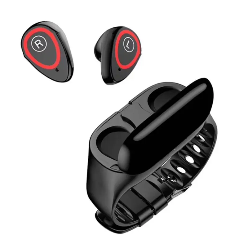 1 Набор смарт-часов TWS Bluetooth 5,0 беспроводные наушники монитор сердечного ритма браслет