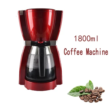 

Tea Maker American Drip Coffee Maker Red Household Office Coffee Maker Electric Drip Coffee Machine with Pot 1800ml