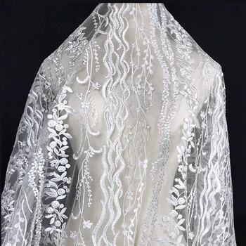 

2020 New Embroidery Net Lace Fabric For dress Cloth wholesale African French Tulle Lace For Wedding Garment Accessories 91x130cm