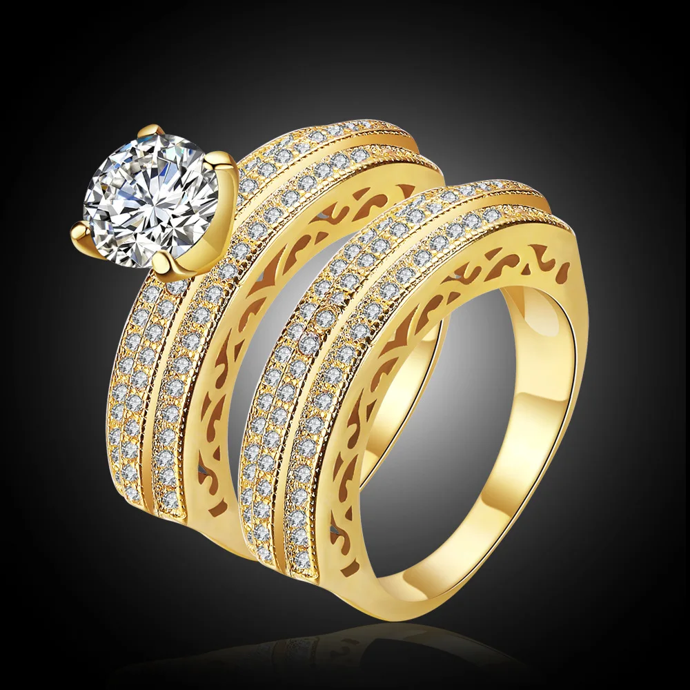 Европейская и американская мода Двухслойное кольцо AAA с цирконием восемь сердец