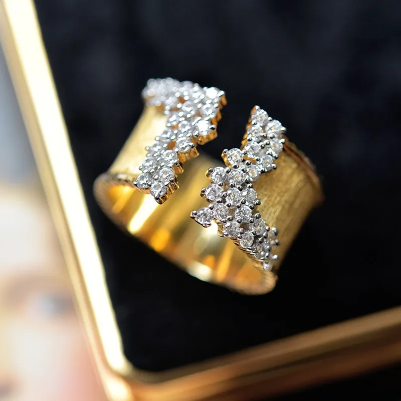 Vintage Female White Zircon Stone Ring Classic Gold Color Big Engagement Jewelry Charm Crystal Round Wedding Rings For Women