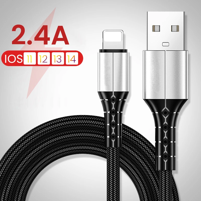 android charger cord 2.4A For iPhone USB fast Charger Cable for iPhone 13 12 11 Pro Max XS XR X 5 5S 6 6S 7 8 Plus 3A Fast Charging USB Data Cable mobile phone cables