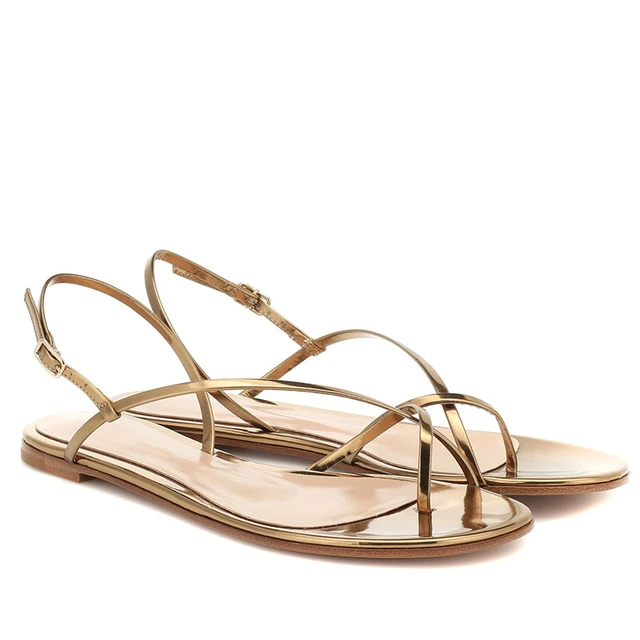 Share 129+ gold flat thong sandals best