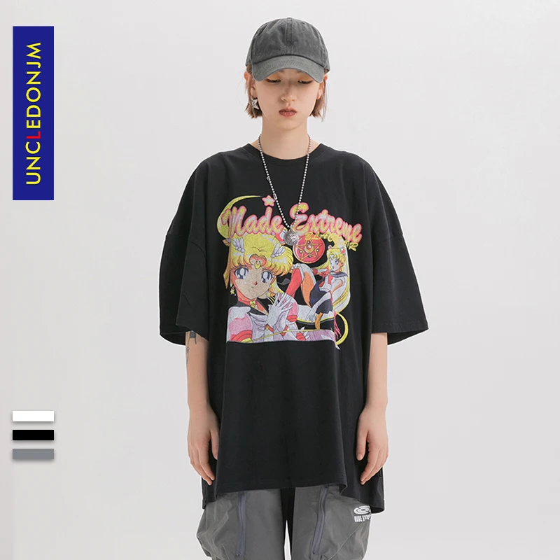 UNCLEDONJM аниме печать Harajuku для мужчин/женщин футболки Новинка 2020 футболка Топы с