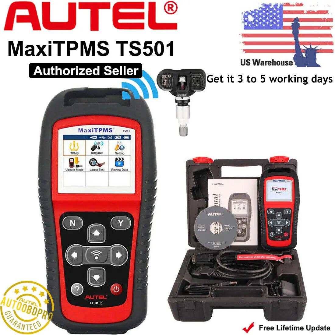 US $202.03 Autel MaxiTPMS TS501 TPMS Activation MXSensor Programming OBDII Diagnostic Tool Better Than TS401