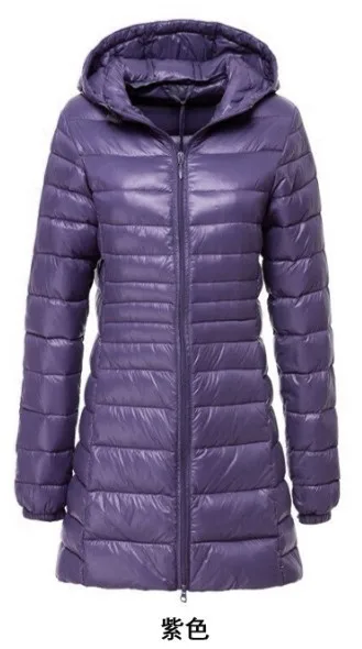 purple 7XL 8XL плюс длинный пуховик женский зимний ультра легкий пуховик женский с капюшоном пуховик женский большой размер пальто - Цвет: purple