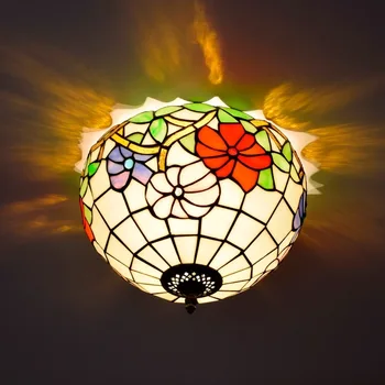 

30 cm American pastoral morning glory tiffany stained glass corridor corridor restaurant bathroom glass dome light