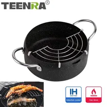 Teenra estilo japonês frigideira profunda maifan pedra tempura frter frigideira panela de frango frito ferramentas de cozinha utensílio