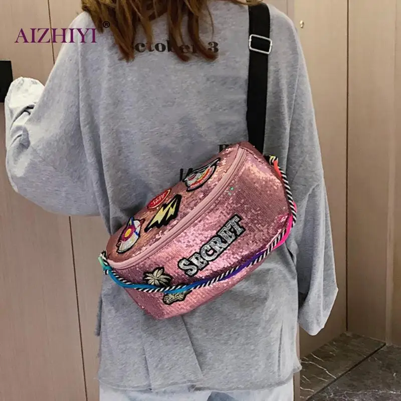 

Sequins Waist Fanny Pack Women Multicolor Chest Crossbody Bag Phone Pouch