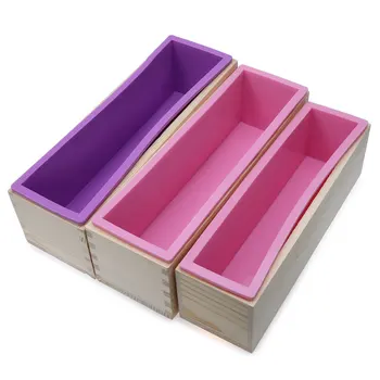 

Rectangular Silicone Baking Toast Loaf Cake Handmade Soap Mold with Wooden Box