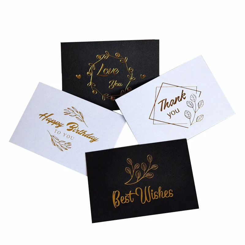 50PC Small Bronzing Single Page Type Greeting Card Thank You Card Wedding Birthday Party Invitations Flower Shop Gift Blank