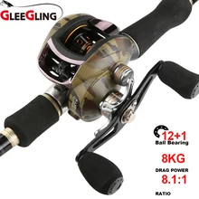 GLEEGLING 12+ 1BB профессиональная катушка baitcasing 8,1: 1 Рыболовная катушка Наживка литые Рыболовные катушки тяга 8 кг Carretilha De Pesca