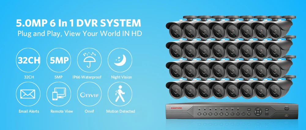 KANTURE h.265+ 32CH 5MP CCTV Системы AHD DVR комплект HD 5MP SONY Сенсор открытый IP66 безопасности Камера ИК Ночное видение видео Камера 4 ТБ