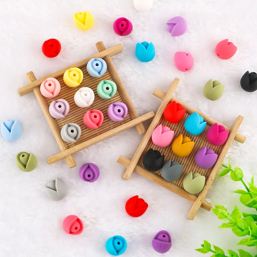 

Kovict 100/200Pcs Silicone Beads Lotus Seed DIY Jewelry Teething Beads Food Grade Pacifier Clip Baby Chewable Silicone BPA Free