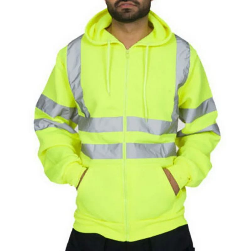 

Enhanced visibility contrast Mens Hoodies for Road Work High Visibility Pullover Sweatshirts Casual Fit Hooded Sweatshirt 2020