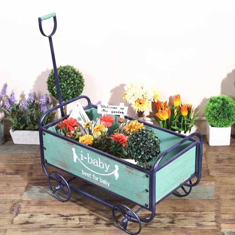 

American-Style Retro Wooden Trolley Cool Storage Handling Tool Decorations And Ornaments Home Gardening Rack Floats