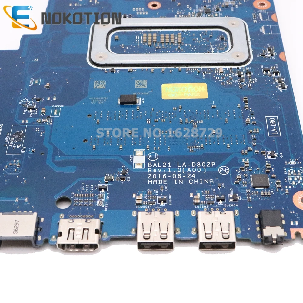  NOKOTION CN-081YW5 081YW5 MAIN BOARD For Dell Inspiron 15 5567 Laptop Motherboard BAL21 LA-D802P I7