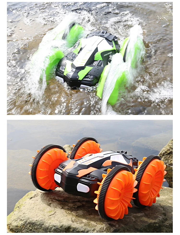 Four-wheel drive six-way amphibious remote control stunt car 2.4G waterproof double-sided tank car toy car