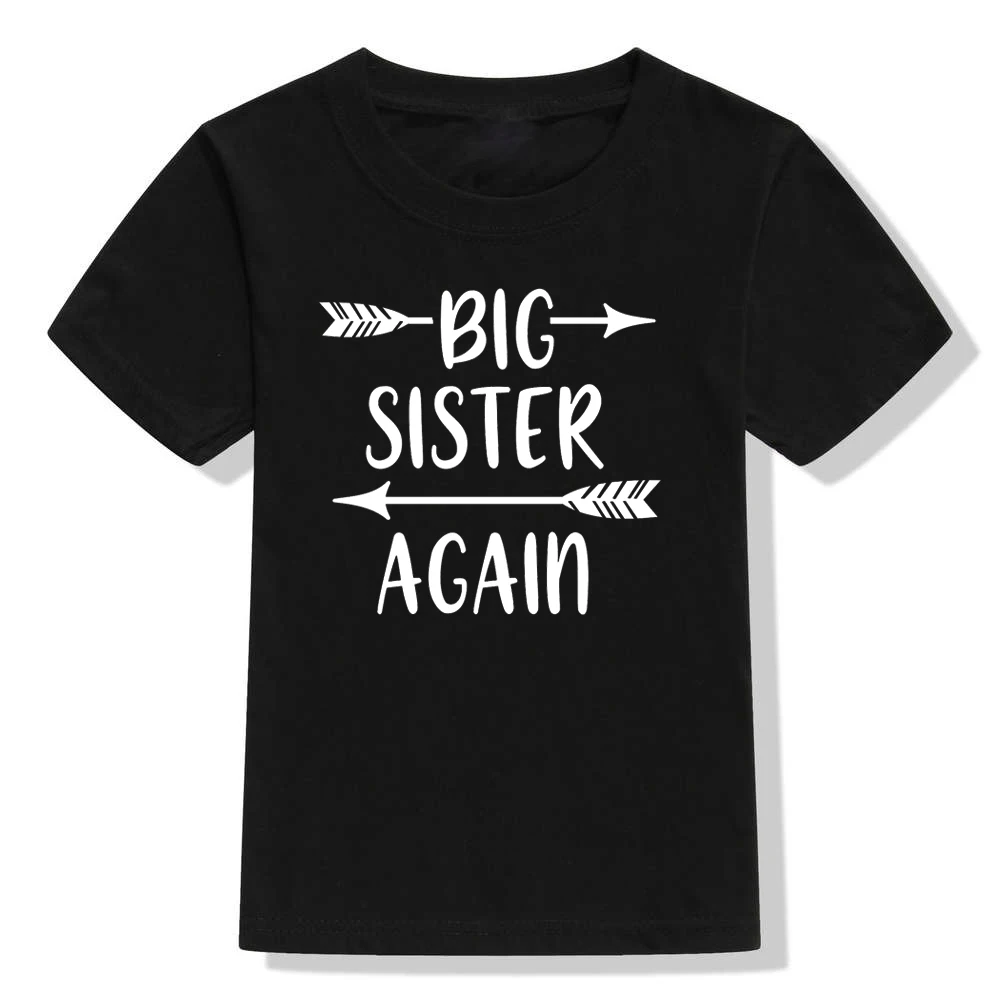 Детская футболка с надписью «Big Sister agne» для девочек; забавная футболка с короткими рукавами для маленьких девочек; повседневная детская одежда