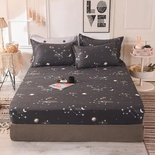 53 New Product 1pcs Cotton Printing bed mattress set with four corners and elastic band sheets - Цвет: xingkongmenghuang