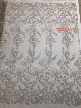 

special pattern newest style embroidery sexy tulle mesh lace fabric with full beads and sequins JOY-3308 for wedding dress